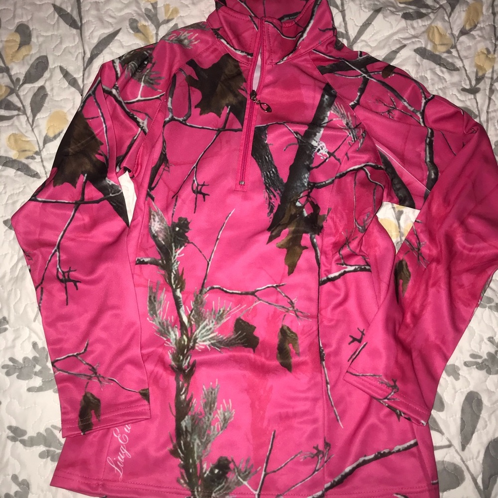 Pink camo quarter zip